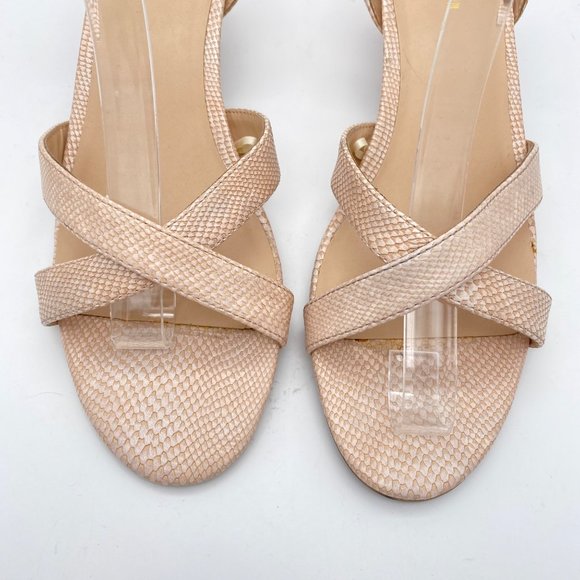 Ann Taylor Kitten Heel Strappy Sandals 8 M Pink Faux Snakeskin Dressy NEW Pastel - Picture 3 of 9